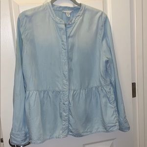 Chambray peplum blouse